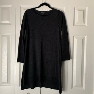 EILEEN FISHER Gray Merino Wool Round Roll Neck Tunic Size XS/TP